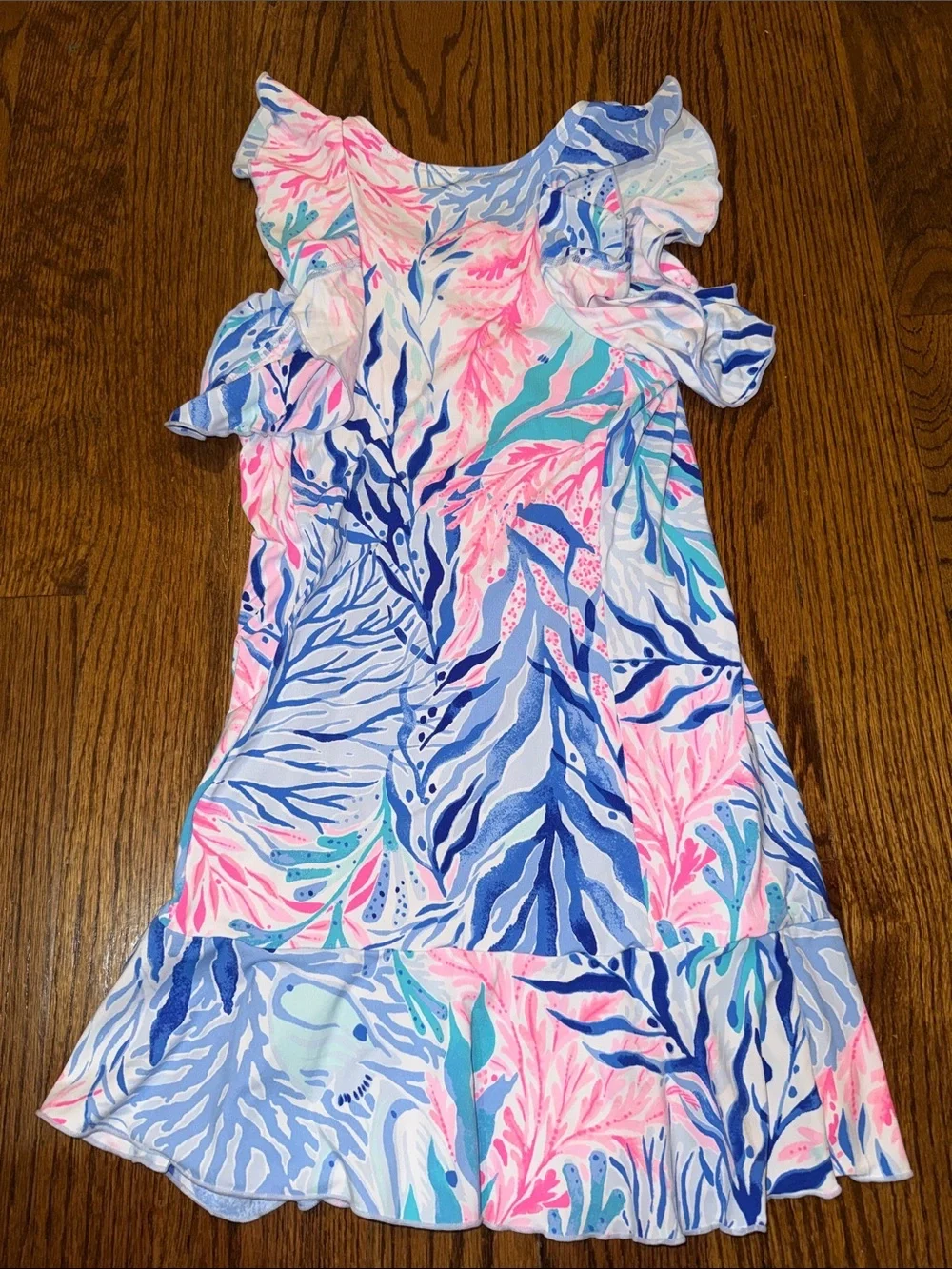 Lilly Pulitzer Girls Rally Tennis Dress kaleidoscope coral size Large (8-10)